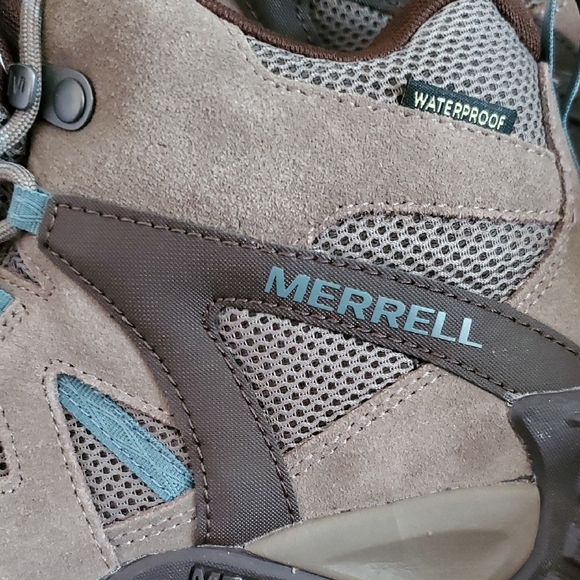 Merrell Deverta 2 Gray and Brown Waterproof Hiking Shoes Women Size 10 M Size 8 - Picture 9 of 14